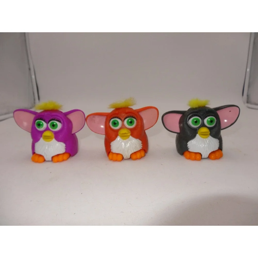 Vintage Furby McDonalds Happy Meal Toy Lot 1998 Purple Orange Grey Set of 3